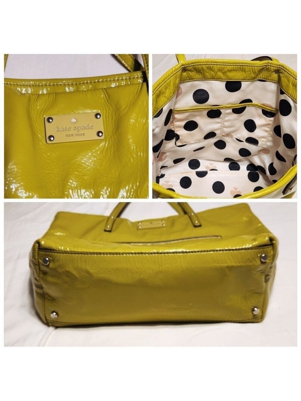 Kate Spade Yellow Patent Leather Large Shopper Tote Bag - Picture 8 of 12